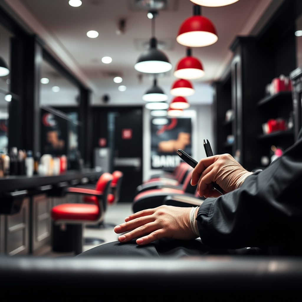 Barber shop interior with chairs and mirrors
