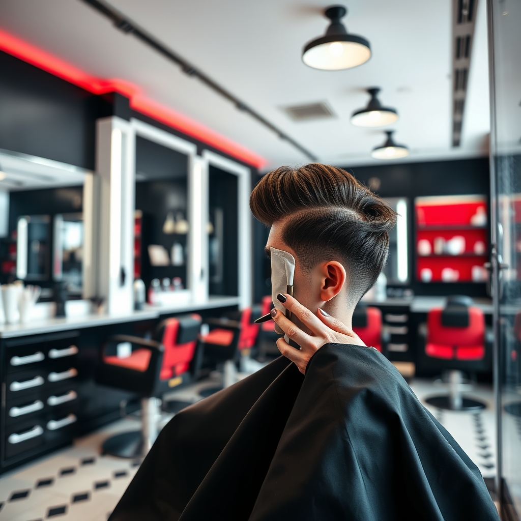 Modern barbershop interior detail