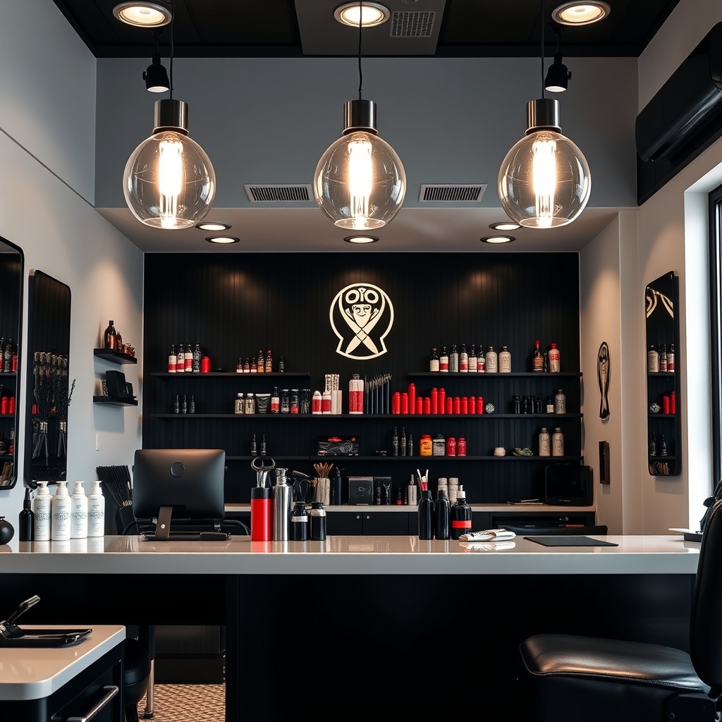Barber chair and floor pattern
